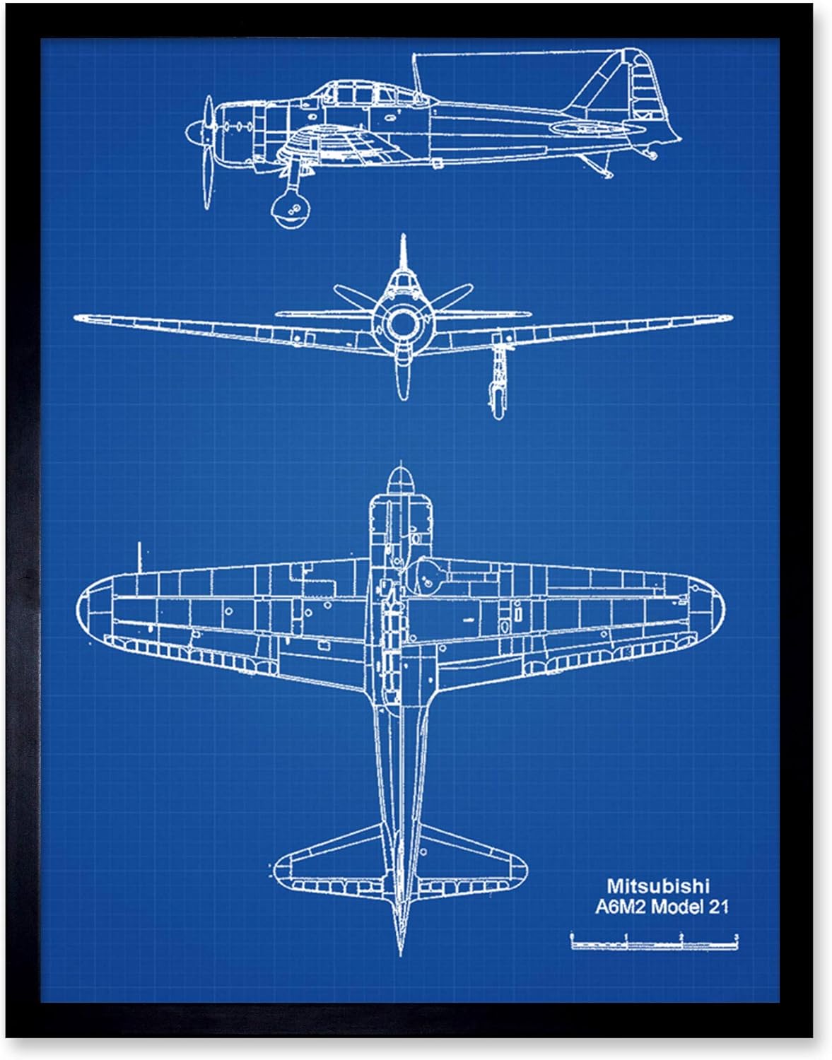Amazon Com Mitsubishi A6m2 Zero Model 22 Fighter Plane Blueprint Plan Unframed Wall Art Print Poster Home Decor Premium Furniture Decor