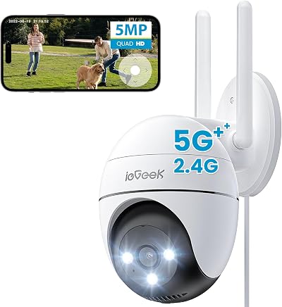 ieGeek 5MP Outdoor Security Camera 2.4/5G WiFi 360 PTZ 15M Color Night Vision