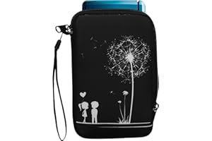kwmobile Carrying Case Compatible with Nintendo 3DS XL - Console Pouch with Zipper and Design - Dandelion Love White/Black