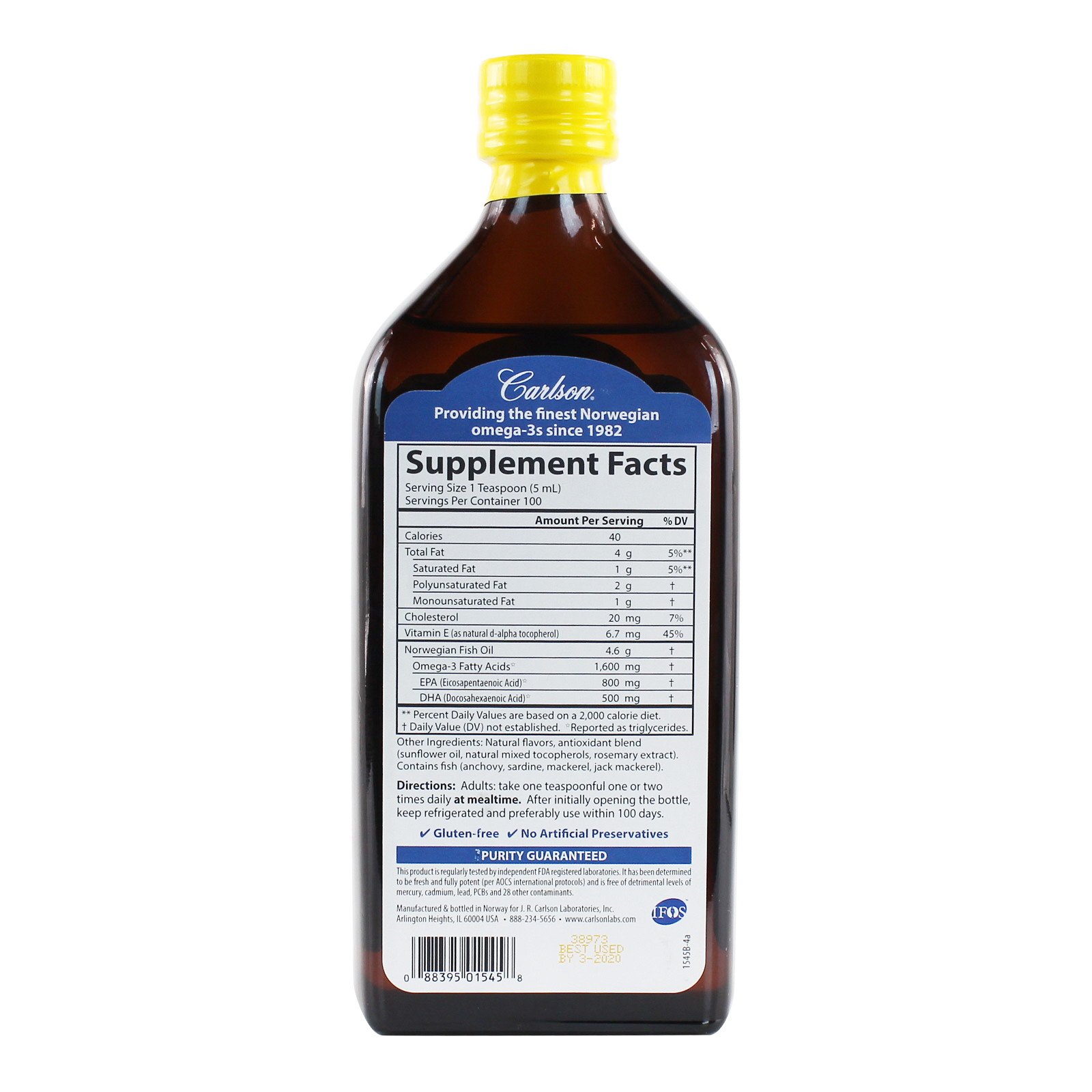 2 Bottles of Carlson Laboratories The Very Finest Fish Oil Lemon