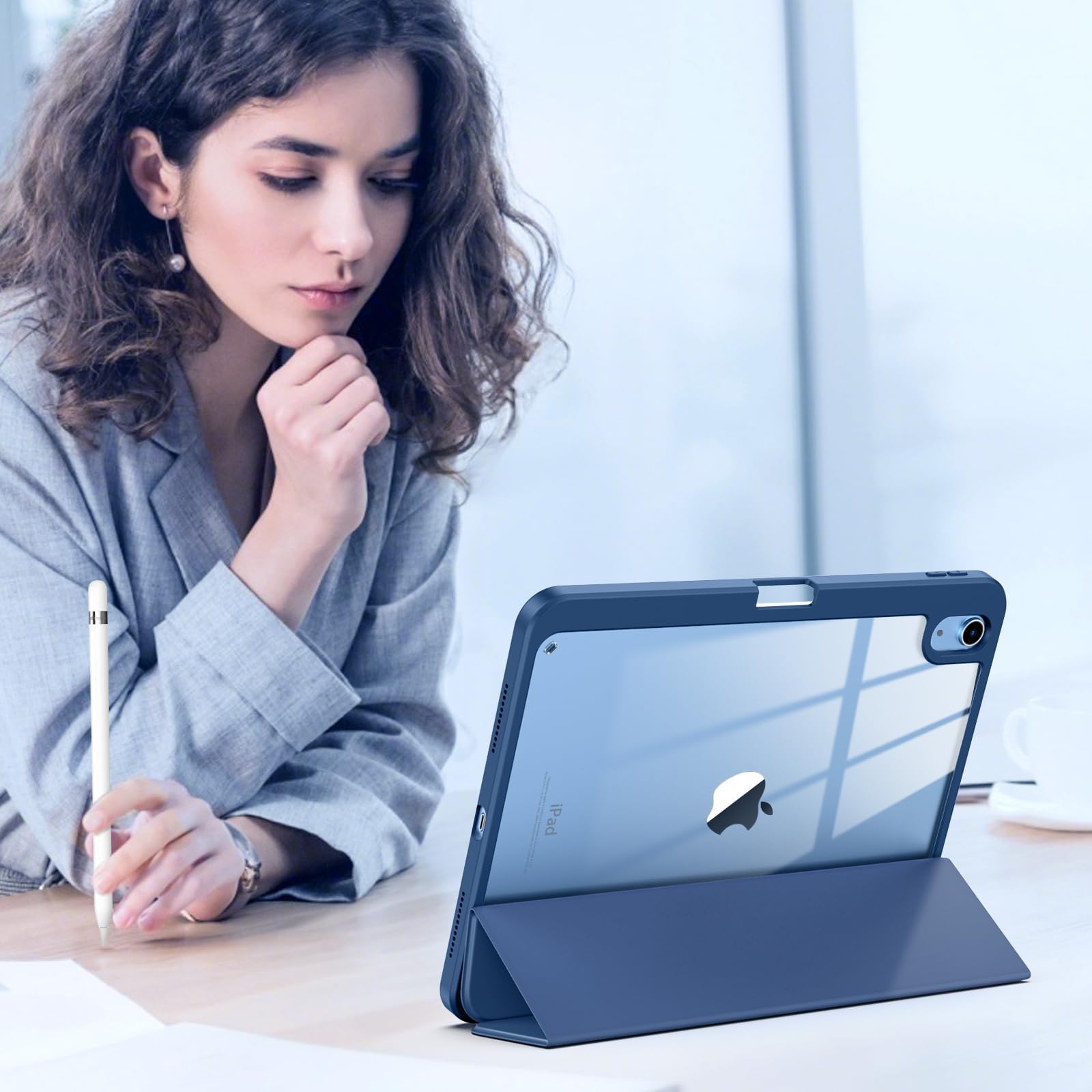 TiMOVO Case for iPad (A16) 11th Generation 11 Inch 2025, iPad 10th Generation Case 10.9 Inch 2022 with Pencil Holder,Slim Protective Cover with Clear Back Shell,Auto Wake/Sleep, Abyss Blue