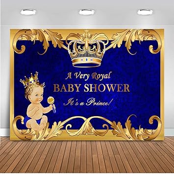 Amazon Com Mehofoto Baby Shower Backdrop Royal Prince Gold Crown