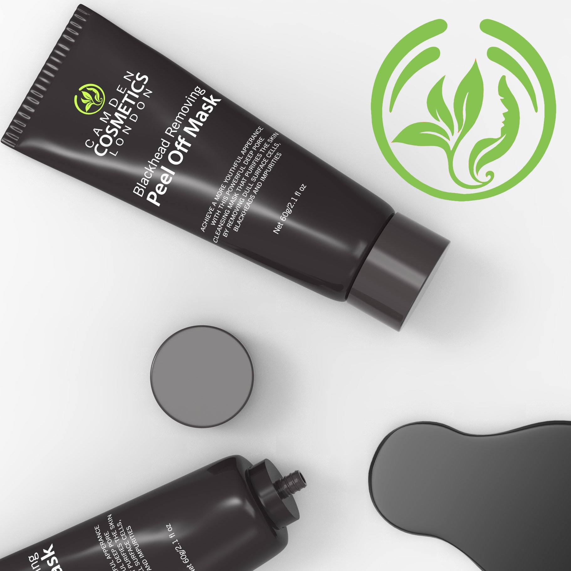 Blackhead Remover Mask - Peel Off Blackhead Mask By Camden Cosmetics - Natural Activated Charcoal Peel Off Black Mask - Deep Skin Blackhead Cleanser Purifying Mask To Remove Dull Cells, Blackheads & Impurities For Radiant Face - Blackhead E