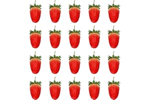 RONRONS 20 Pieces Artificial Strawberry Lifelike Fruit Plastic Strawberries Photography Prop Home Kitchen Cabinet Party Ornament, Large