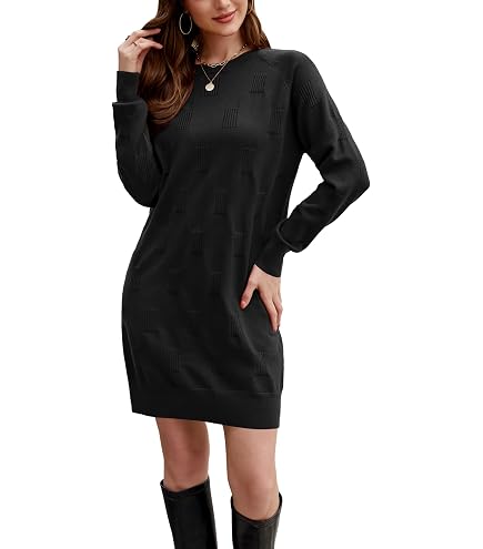 Robe Pull Femme Noël – Tunique Tricotée Imprimée élan, Manches Longues, Coupe Slim (Taille S-XXL)