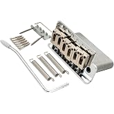 Wilkinson M Series 54mm 6-Screw Modern Style Guitar Tremolo Bridge, Chrome | 2-1/8 inch String Spacing, with Modern Style Saddle and Push-In Arm 36mm Block, for Strat Style Electric Guitar