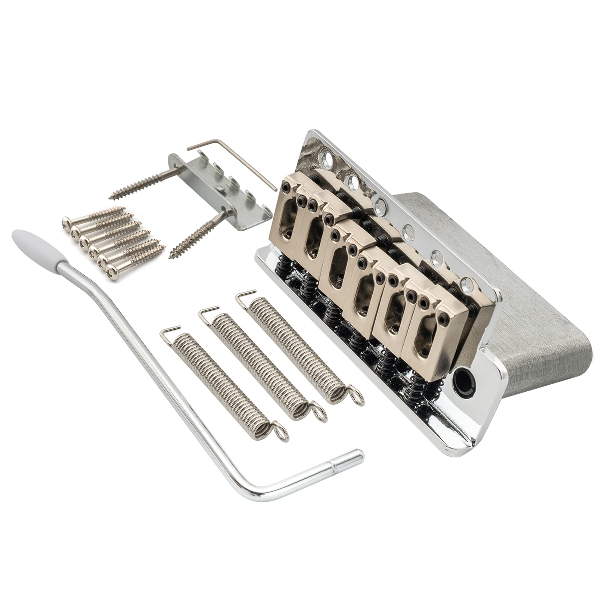 Wilkinson WOV04 54mm(2-1/8 inch) Tremolo Bridge 6-Screw for Squier/Mexico Fender/MIJ Strat Electric Guitar, Chrome