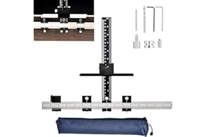 MINLIGUY Cabinet Hardware Jig All Metal, with Φ5mm & Φ4mm Drilling Hole, Aluminum Alloy Cabinet Hole Drilling Template for Knob/Handle/Pull. Extra 2 Drill Bits & 1 Set of Fittings, Inch & Metric(2 Scale)