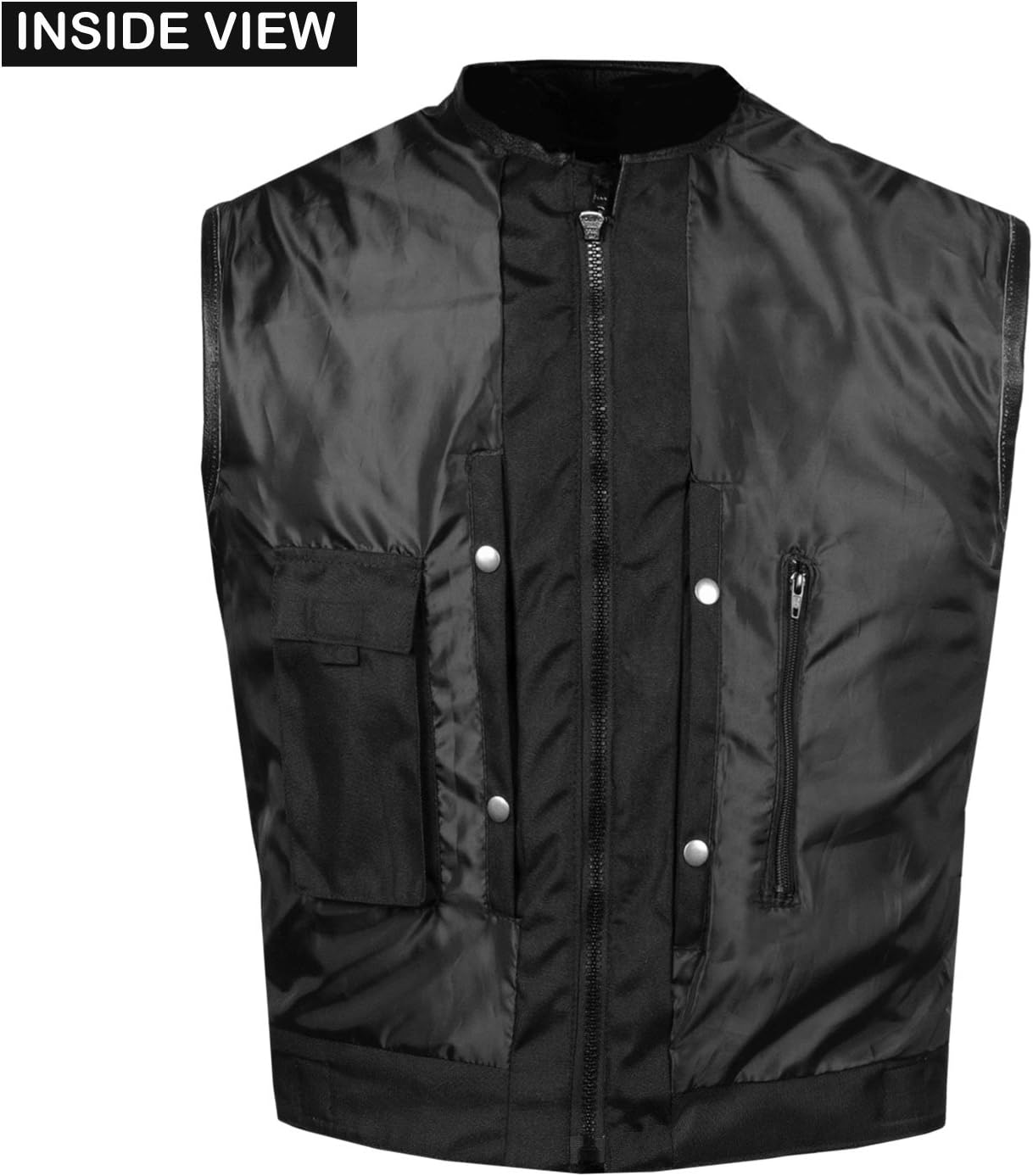 New Men's Armor Biker Motorcycle Leather Adjustable Vest Stylish Black: Automotive