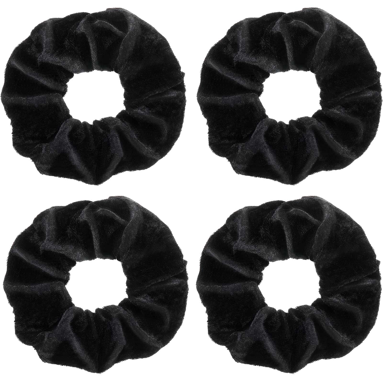 4 Pieces Black Velvet Scrunchies Velvet Elastic Hair Bands Scrunchy Hair Ties Ropes Scrunchy Bobble Soft Hair Bands Ponytail Holder Hair Accessories for Women Girls