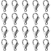 120PCS 12MM Lobster Clasps 304 Stainless Steel Lobster Claw Clasps Bulk for Necklace Bracelet Jewelry Making
