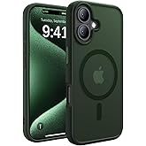 CAHEJILU Magnetic for iPhone 16 Case,[Compatible with MagSafe][Military Grade Drop Protection] Anti-Fingerprint Translucent Matte Shockproof Protective Case for iPhone 16 Phone Case 6.1",Alpine Green