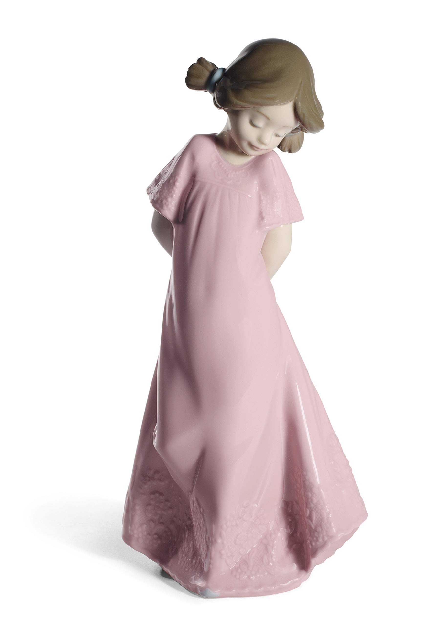 NAO So Shy Special Edition. Decorative Gloss Porcelain Figure. Ornamental Figurine of a Girl in a Nightgown in Pastel Tones for Home Decoration
