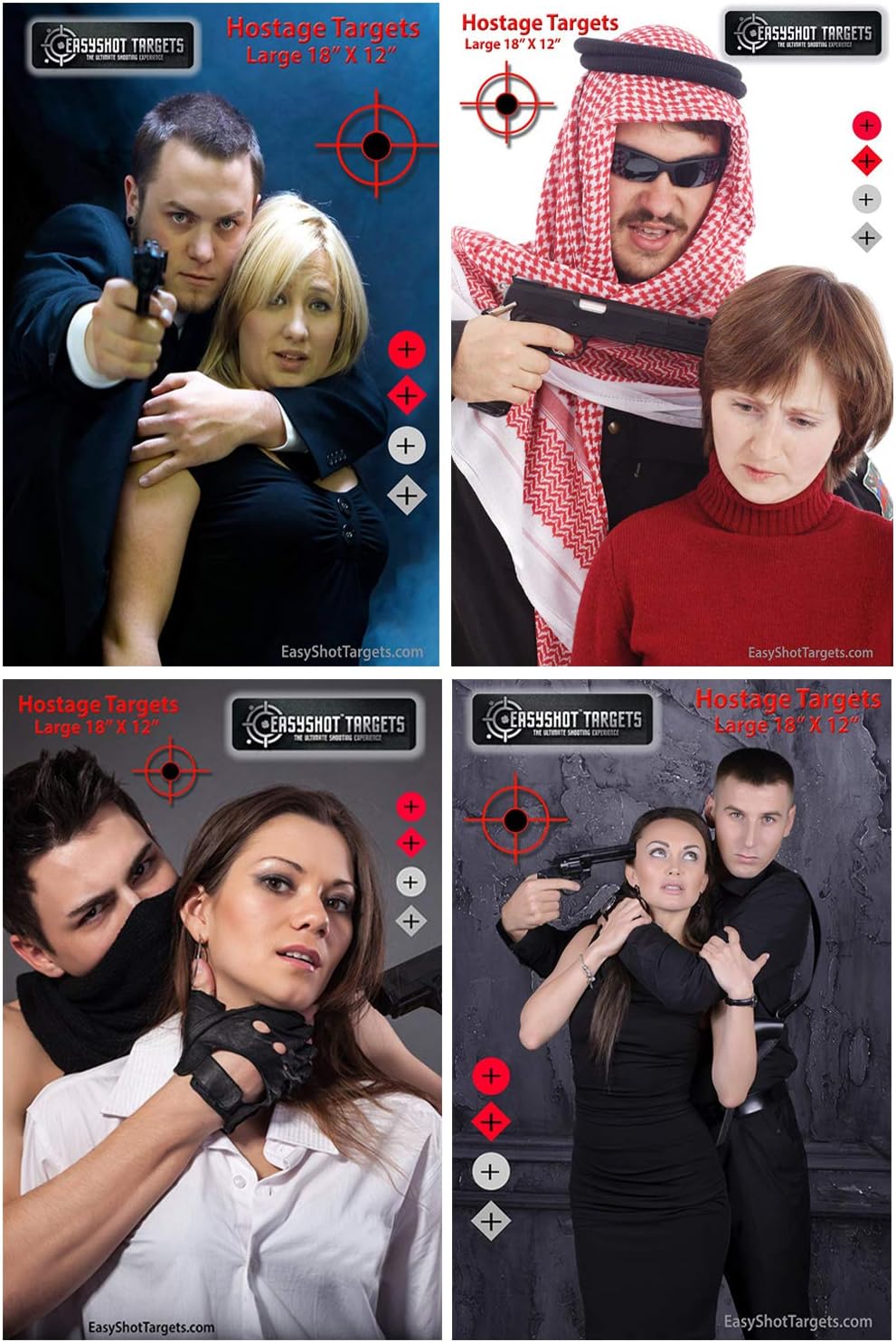 40-Pack - 18" X 12" Hostage Targets for Shooting Featuring Photo-Realistic Designs | 10 Sheets of Each Design | Bad Guy Paper Targets Near Wholesale Prices | Ideal for Law Enforcement Training.