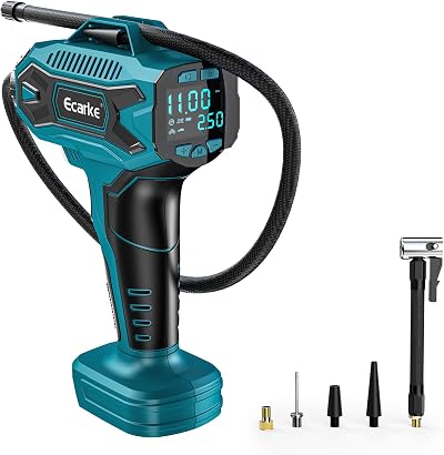 Ecarke Cordless Air Compressor for Makita 18V Battery 160 PSI 4 Nozzles