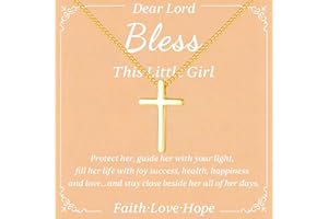 Myfresty 925 Sterling Silver Cross Necklace for Girls - Faith Cross Chain Necklaces for Kids Small Dainty Pendant Jewelry Gifts for Teenager, Easter First Communion Baptism Birthday