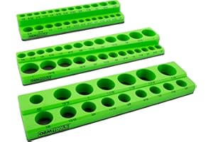 OEMTOOLS 22485 3-Pc Magnetic Socket Organizer, SAE Magnetic Socket Holder, Socket Holders for 68 Deep and Shallow Sockets, Socket Holders 1/4, 3/8, 1/2 Inch Sizes