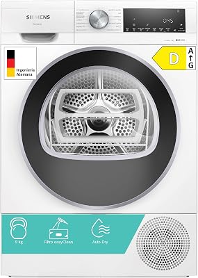 - Secadora con bomba de calor, 9 kg, iQ500, autoDry, Media carga, Blanco, WQ42G200ES