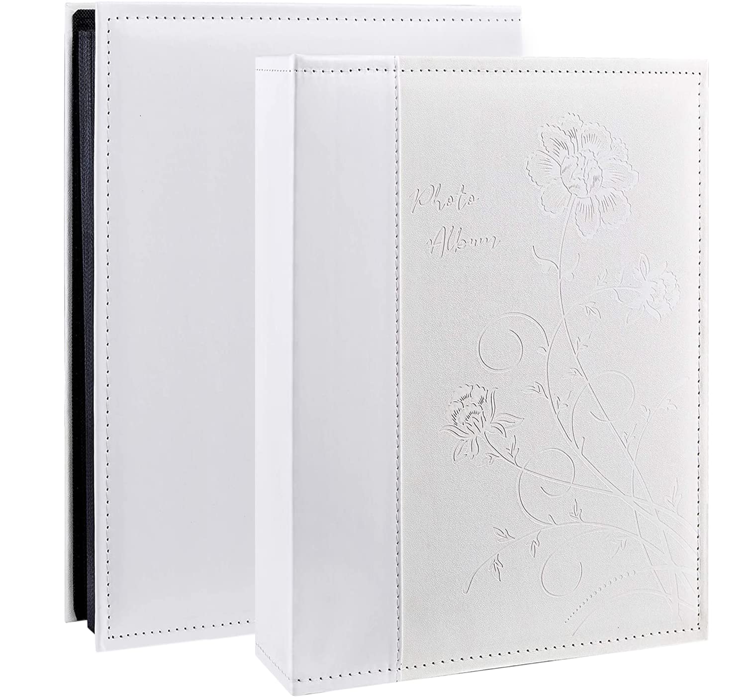 Miaikoe Photo Album 6x4 300 Photos Slip in, Extra Large Capacity Leather Cover Wedding Family Picture Albums Holds 300 Horizontal 10x15cm Landscape Photos(White)