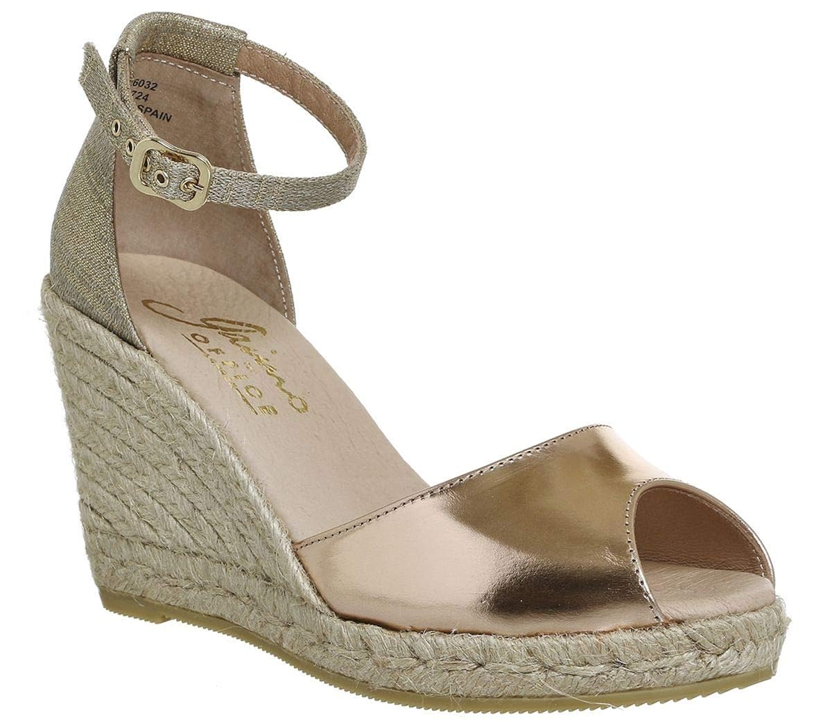Gaimo for OFFICE Susan Wedge Espadrille Rose Gold Leather