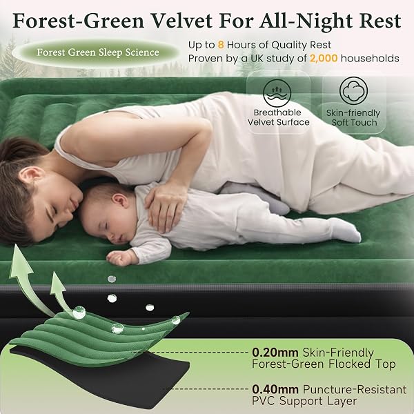 CHERIMOR QUEEN AIR MATTRESS WITH BUILT-IN PUMP, 18″ RAISED COMFORT, 800LBS HEAVY-DUTY SUPPORT, ANTI-SAG HORIZONTAL BEAM, LEAK-RESISTANT DESIGN, 3-MIN FAST INFLATION BLOW UP BED FOR GUESTS & CAMPING