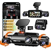 Neideso 360° Dash Cam Front and Rear Inside, 4 Channel FHD 4 * 1080P, Wi-Fi GPS Voice Control Car Camera, Front 2K+1080P*2 Dash Camera for Cars, with 64GB SD Card, Night Vision, 24H Parking Mode(N300)