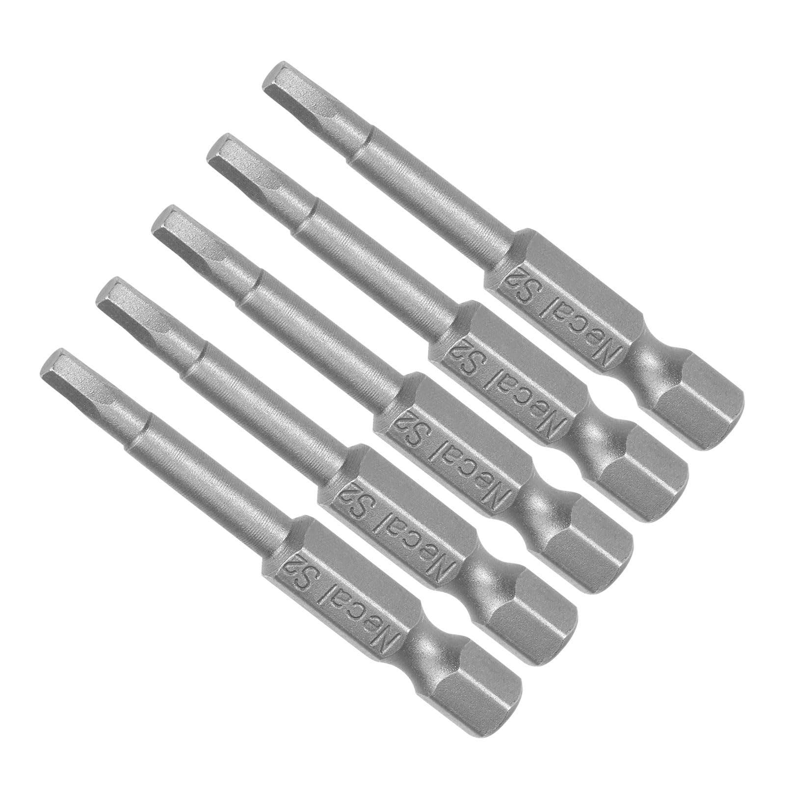 CoCud Hex Head Wrench Bit, H3 Hex Head 1/4" Hex Shank 50mm Long, S2 Alloy Steel Screwdriver Bit - (Applications: for Electric Drill), 5-Pieces