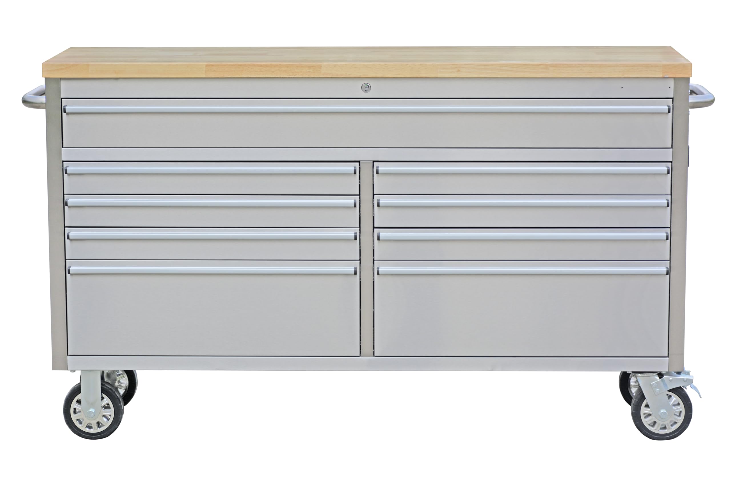 Photo 1 of ***FACTORY SEALED******TRUCK/TRAILER PICKUP ONLY***IDEALHOUSE 61 inch Rolling Tool Chest, Garage Workbench with 9 Drawers, Solid Rubber Wood Top & with Wheels Lock Key Locking, Mobile Workstation Tool Cabinet for Workshop Storage