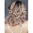 FXmimior Bride Hair Accessories Hair Pins Clip Bobby Pins Vintage Gold Leaf Bridesmaid Headpiece Customised Wedding pack of 3