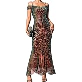 Kaei&Shi Sequin Prom Dress,Sparkly Off Shoulder Long Formal Dresses,Evening Gowns for Women Elegant Classy