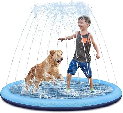 LATERN 170cm Splash Pad for Kids and Pets Non-Slip Water Play Mat