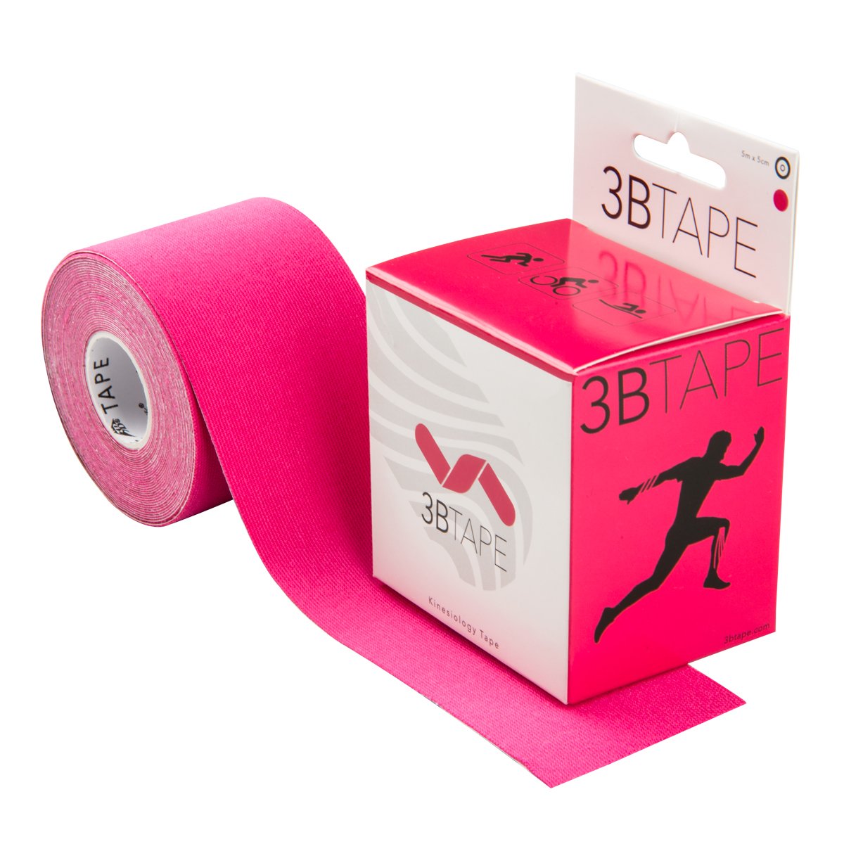 3B Scientific Kinesiology Tape - 5m x 5cm of Elastic Muscle and Joints Support Tape for Exercise, Sports and Injury Recovery, Muscle Pain Tape, Water Resistant Sport Tape - Pink