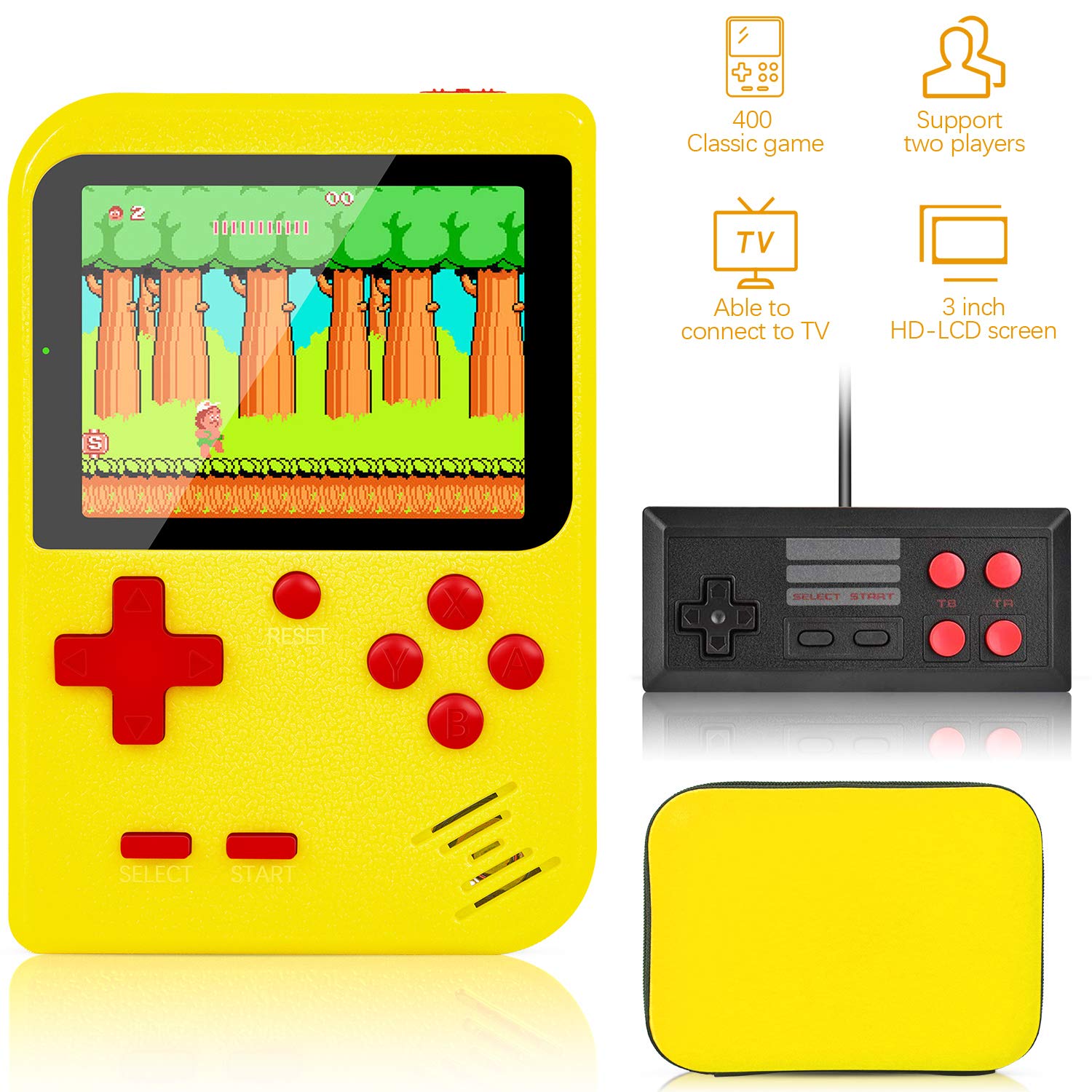 Handheld Game Console, Retro Game Console with 400 FC Games 3 " Color Screen,video games Support for Connecting TV & Two Players 800mAh Battery with protector case for Kids &Adult: Video Games