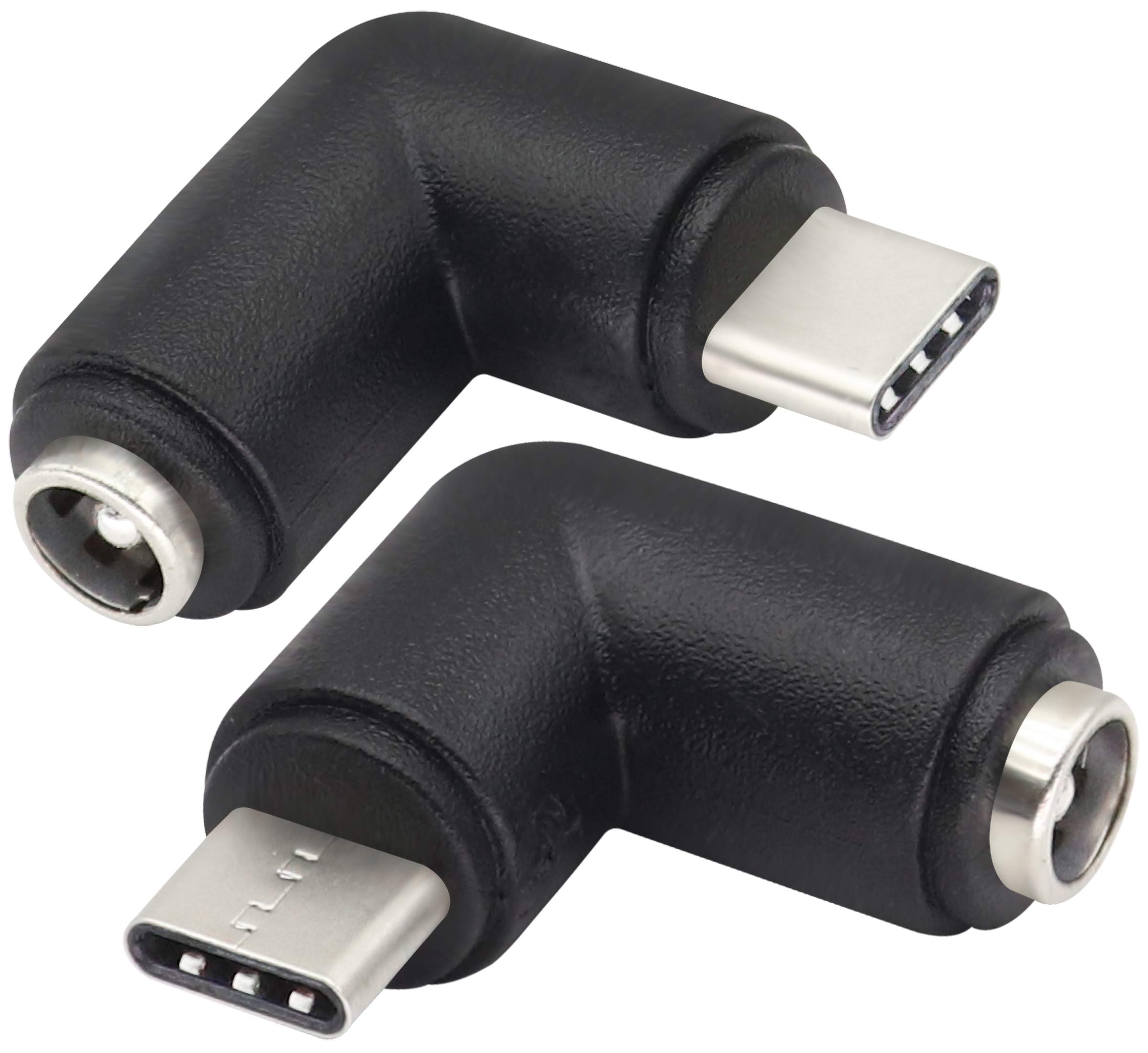 AAOTOKK 90 Degree Type C USB Male to DC 5.5x2.1mm Female Connector DC Barrel Jack Power Adapter 5V Connector for Type C USB Charging Device (2Pack)