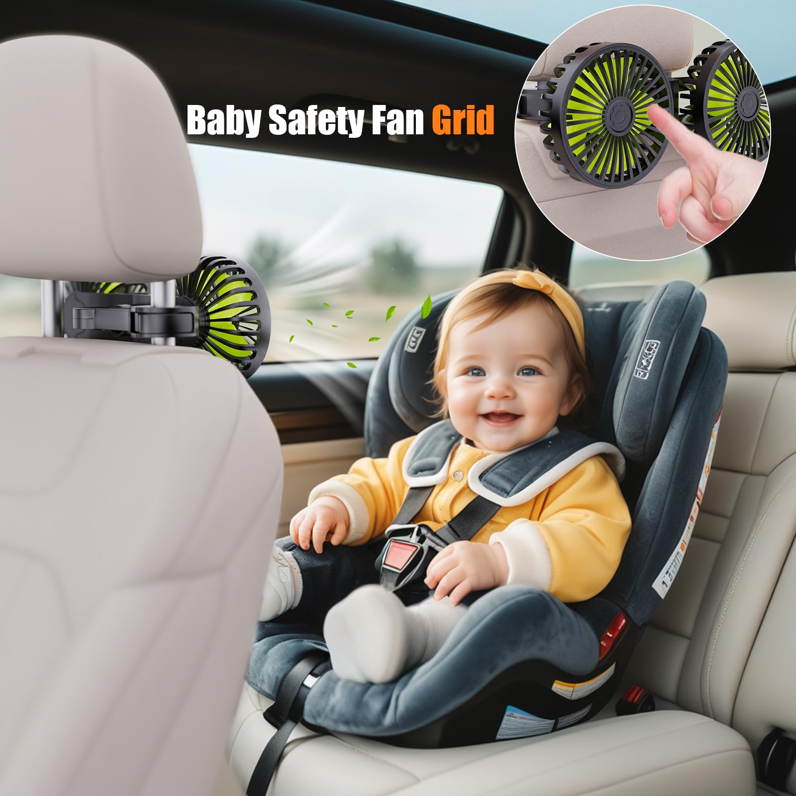 USB Car Cooling Fans for Backseat: Dual Head Car Fan for Kids 3 Speeds 360° Rotatable Vehicle Rear Headrest Fans 5V Powerful Electric Air Circulation Fan for Sedan SUV RV Truck (USB Plug)
