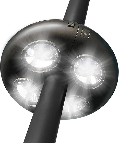 Abble Patio Umbrella Light 4 X Aa Battery Operated Outdoor Umbrella Pole Lamp Weather Resistant Abs Shell In Black Camping Tents And Other Outdoor Use Amazon Com