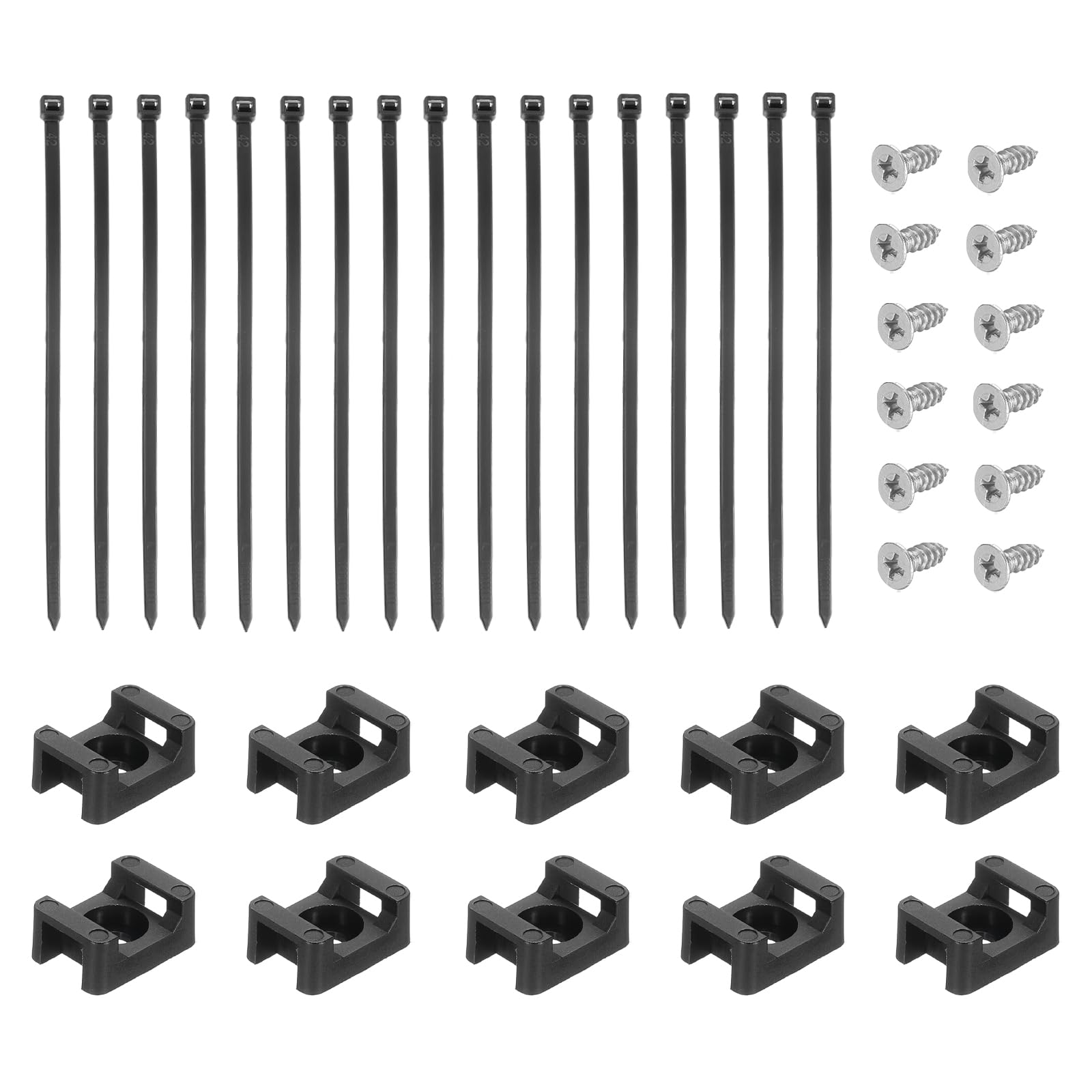 DMiotech 150Pcs Magnetic Zip Tie Mount with 6" Cable Zip Ties and Tapping Screw Organizer Holders Clamps Multipurpose Cable Tie Holder Set for Cable Wire Tubing Sleeving Conduit,Black