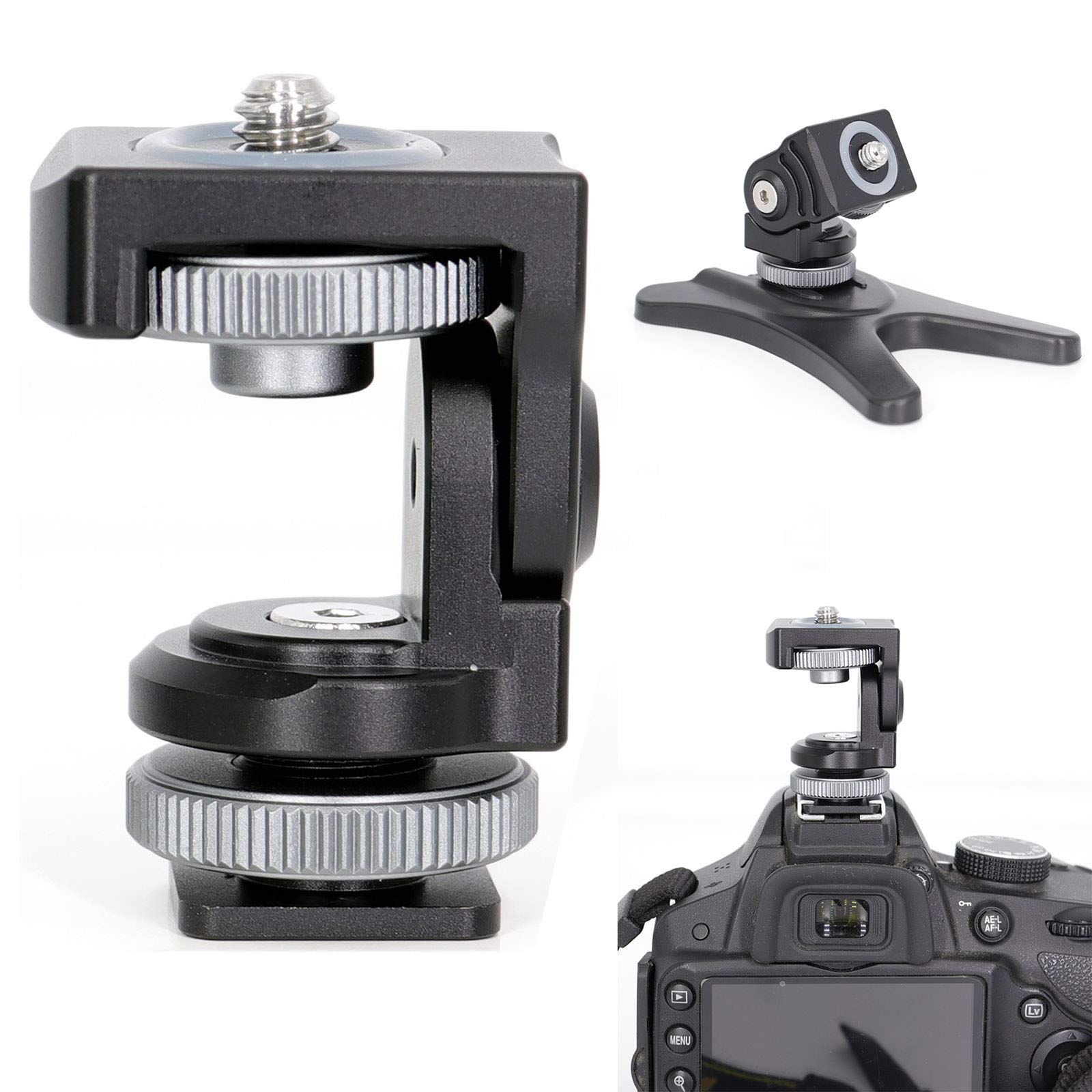 koolehaoda Multi-Function Monitor Hot Shoe Stand Adjustable Damping Head Mount with a Base for DSLR Camera Video Monitor Flash, LED Lights(New Hot Shoe Stand)