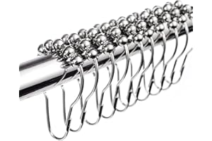 LIHAO 12 Piece Set Rustproof Stainless Steel Shower Curtain Rings Hooks for Bathroom Shower Rod