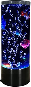 Vaticas Mini Fish Lava Lamp Bubble LED Multi-Color Changing Aquarium Light with 4 Artificial Fish Night Light for Home Office Living Room Decor Gifts for Men Women Kids