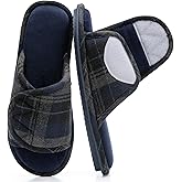 GOEWY Adjustable Open-Toe Mens Slippers Memory Foam House Slippers with Non-Slip Soles Indoor and Outdoor Shoes Gifts for Men Him Dad