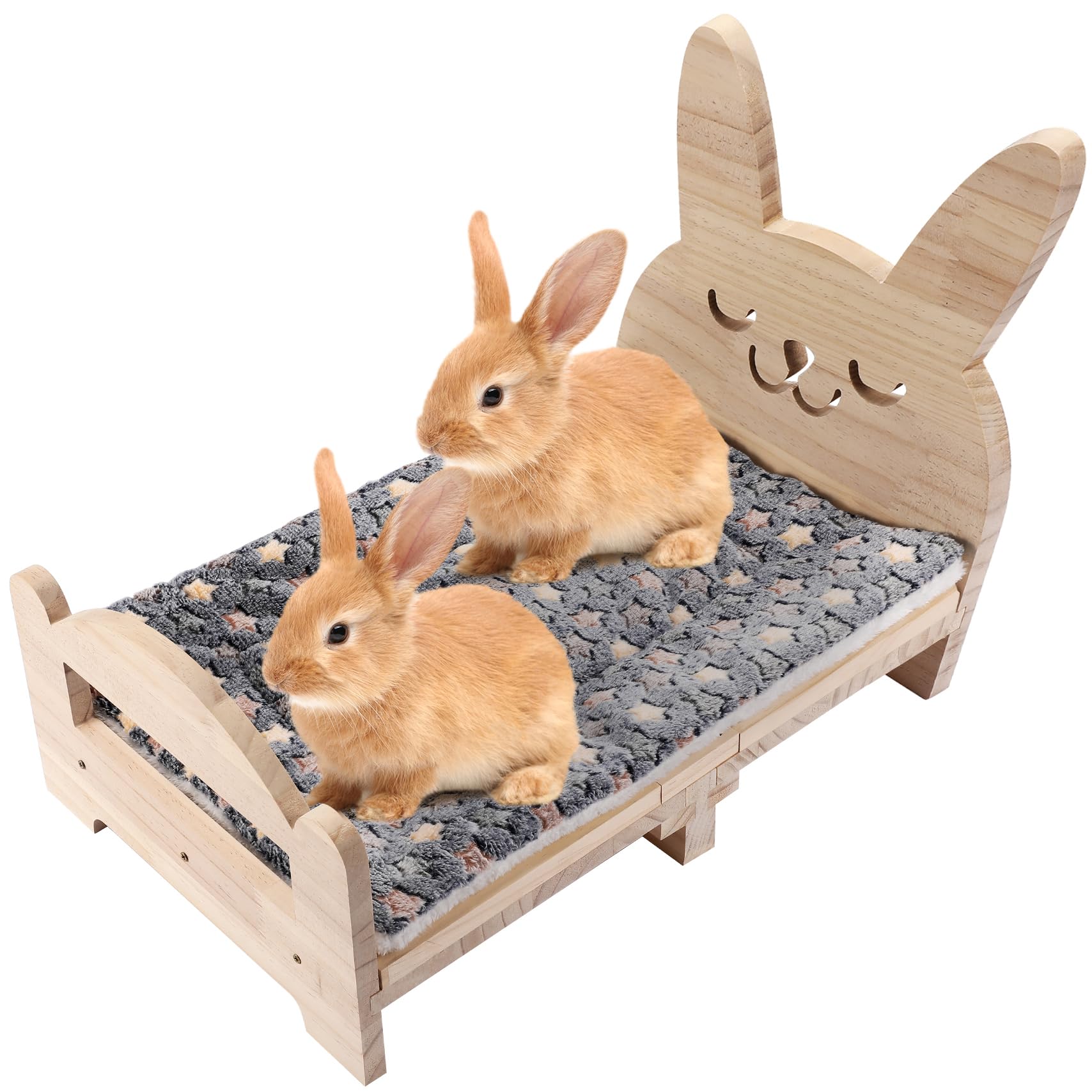 Photo 1 of Essenhome Large Wooden Rabbit Bed - Easy Assemble 20.4"x12.8" Pet Bed with Support Structure & Removable Cushion for Rabbits, Guinea Pigs, Kittens & Small Animals - Cozy Sleeping Habitat