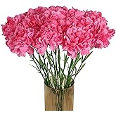 INSUNSIX Pink Carnations Artificial Flowers 15PCS Carnations Flowers Silk Flowers 21.25in Fake Flowers for Wedding Home Table Centerpieces Floral Arrangements(Hot Pink)
