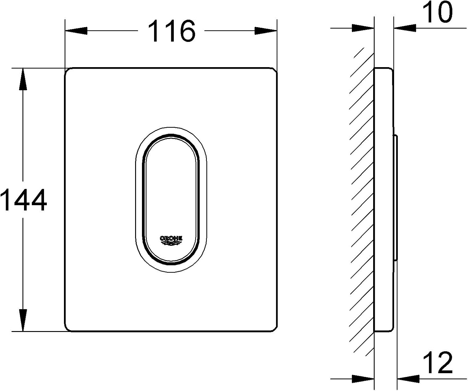 GROHE 38857000 Arena Cosmopolitan Actuation Plate, Chrome - Image 3