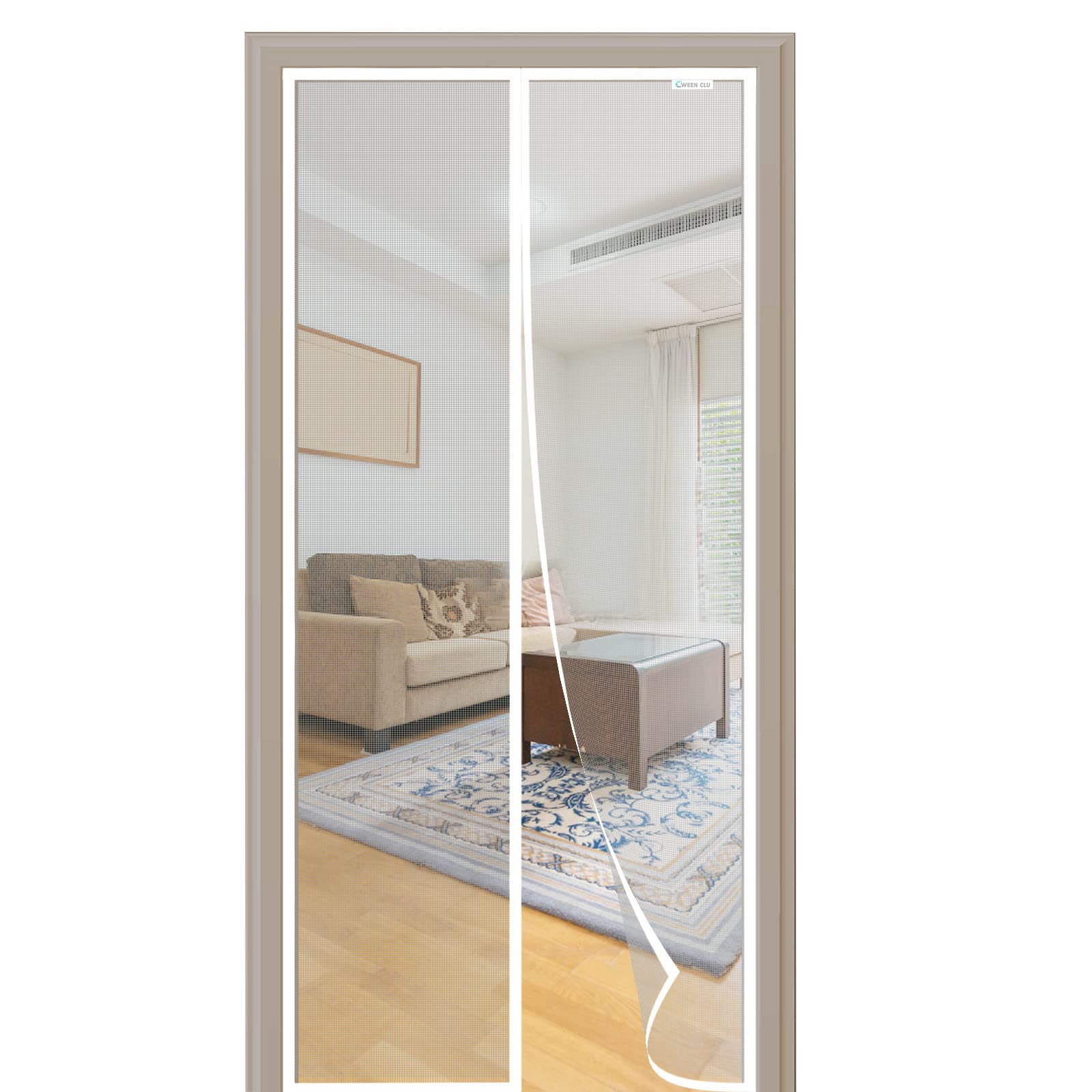 CWEEN CLU Magnetic Fly Screen Door, 120 x 220 cm, Door, White — image 1
