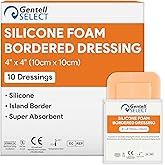 Silicone Foam Dressings 4"x4" - 10 Bordered Silicone Bandages for Wounds - Heavily Absorbent Pads for Moderate and Heavy Exudate Wounds - Good for Sensitive Skin