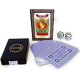 Baraja Espanola con Dados 54-Card Deck with a Set of Dices - Mazo de Cartas Faisan Spanish Playing Cards Red and Blue Assorted Colors