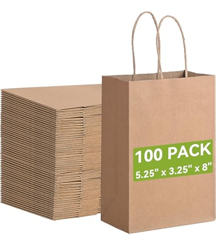 Amazon.com: Medium 8 x 6.75 x 4.25 Inch Kraft Paper Bags
