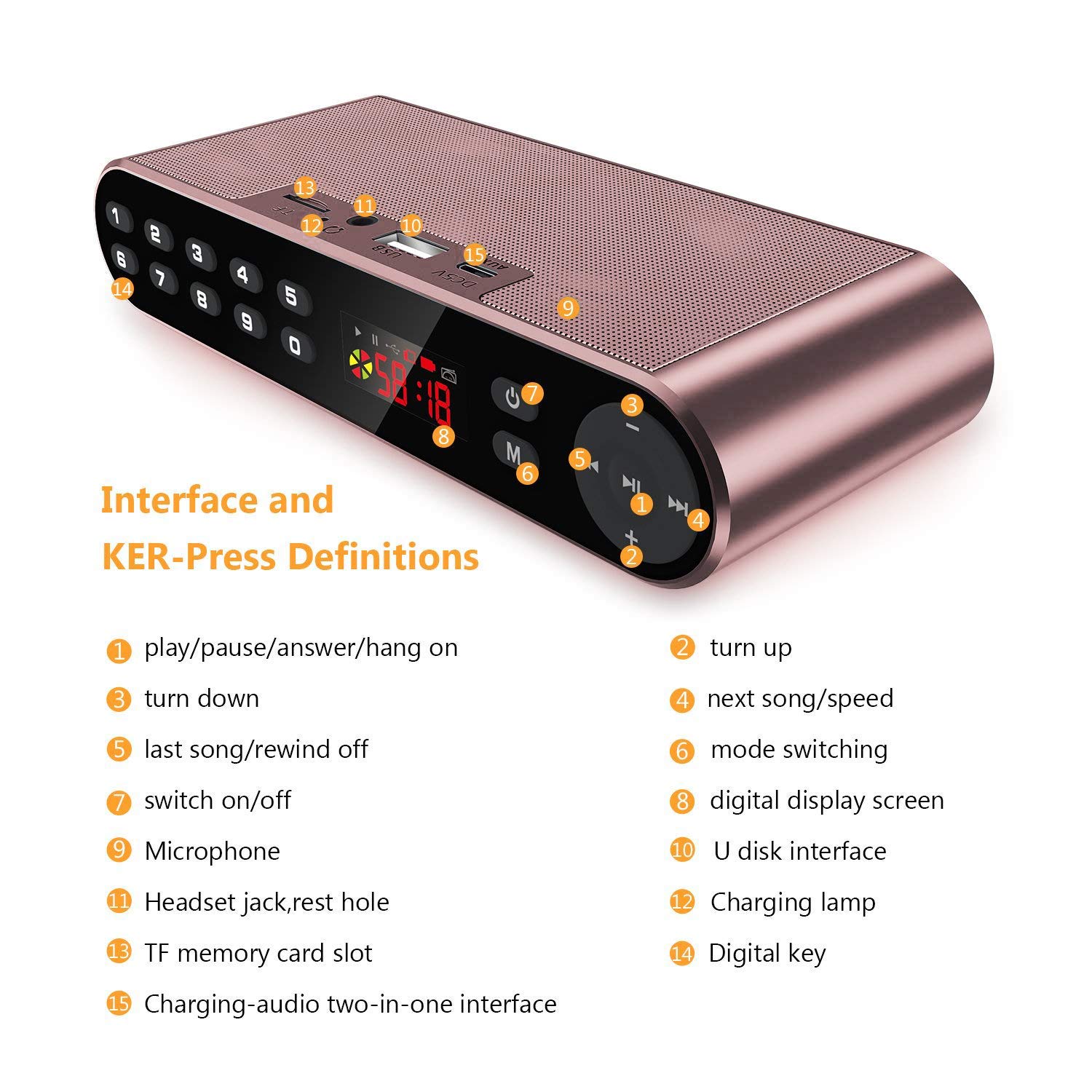 Antimi Bluetooth Speakers with FM Radio MP3 Player Stereo Portable Wireless Speaker Dual Drivers with HD Sound, Built-in Microphone, High Definition Audio and Enhanced Bass (Pink)