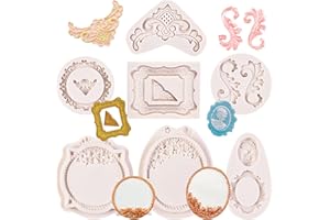 Silicone Frame Baroque Fondant Mold, 7Pcs Vintage Marvelous Chocolate Silicone mould for Cake Decorating, Cupcake Topper, Pol